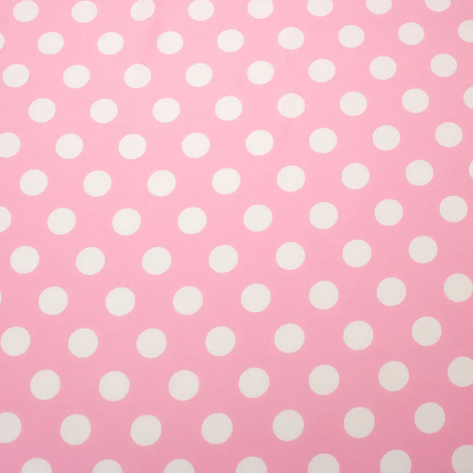 White Spotted Candy Pink Silk Crêpe de Chine