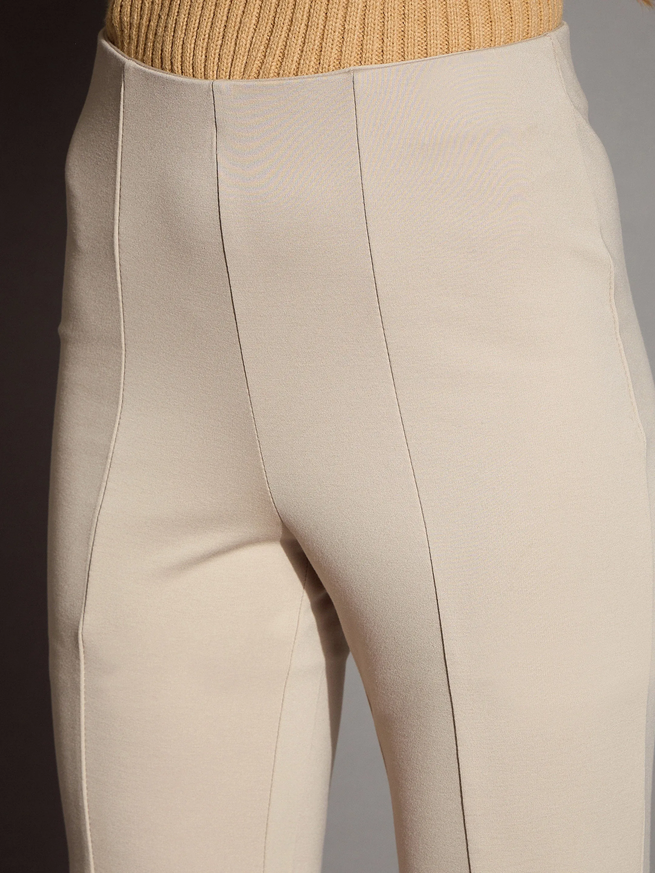 Women Beige Bootcut Flared High-Rise Trousers