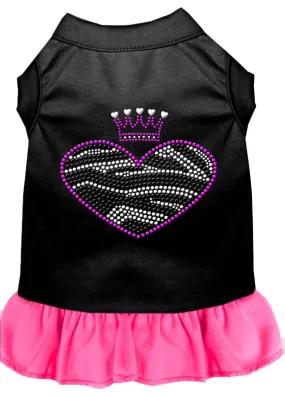 Zebra Heart Rhinestone Dress Black With Bright Pink Med (12)