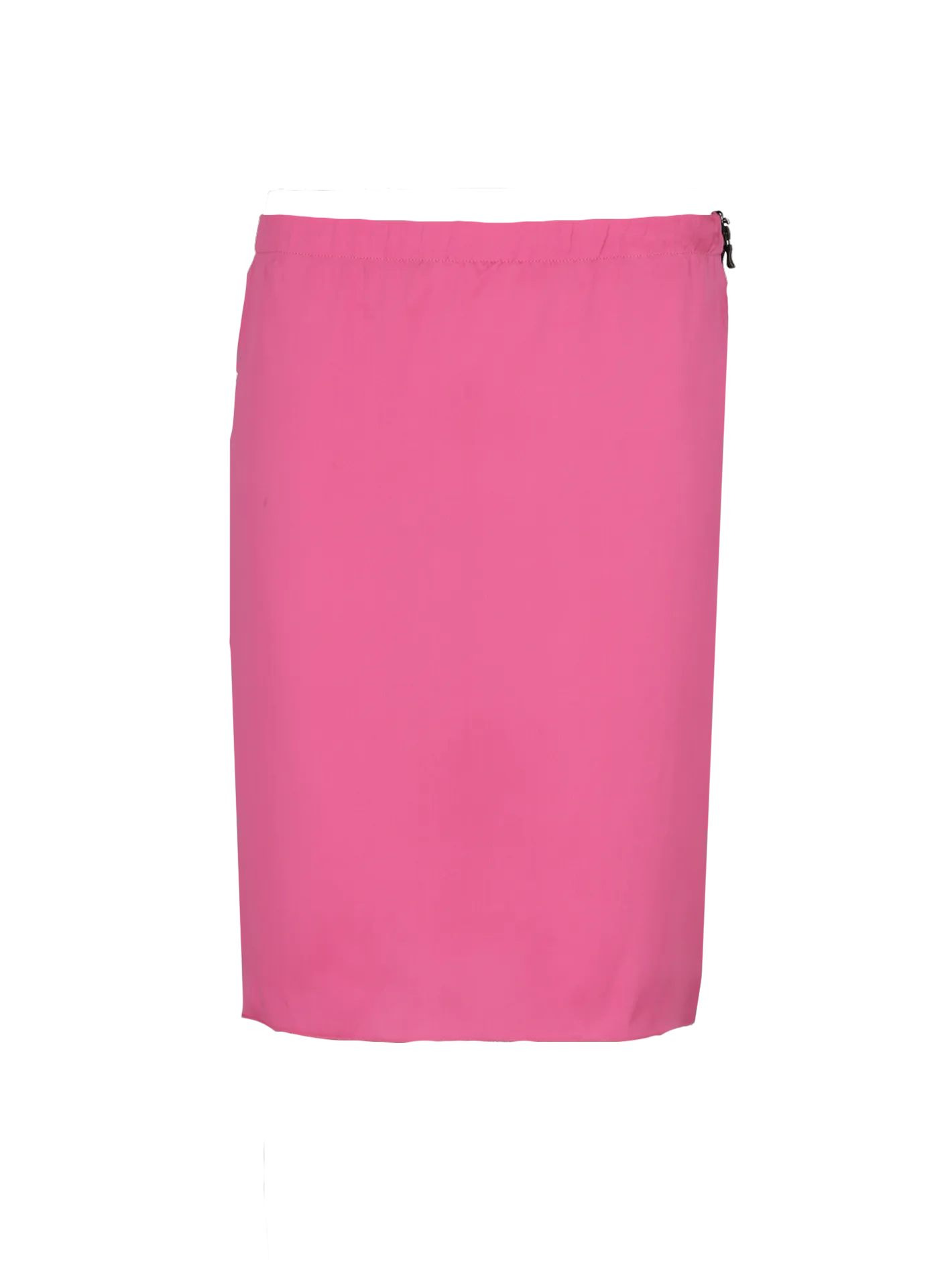 zip-detail silk knee-length skirt