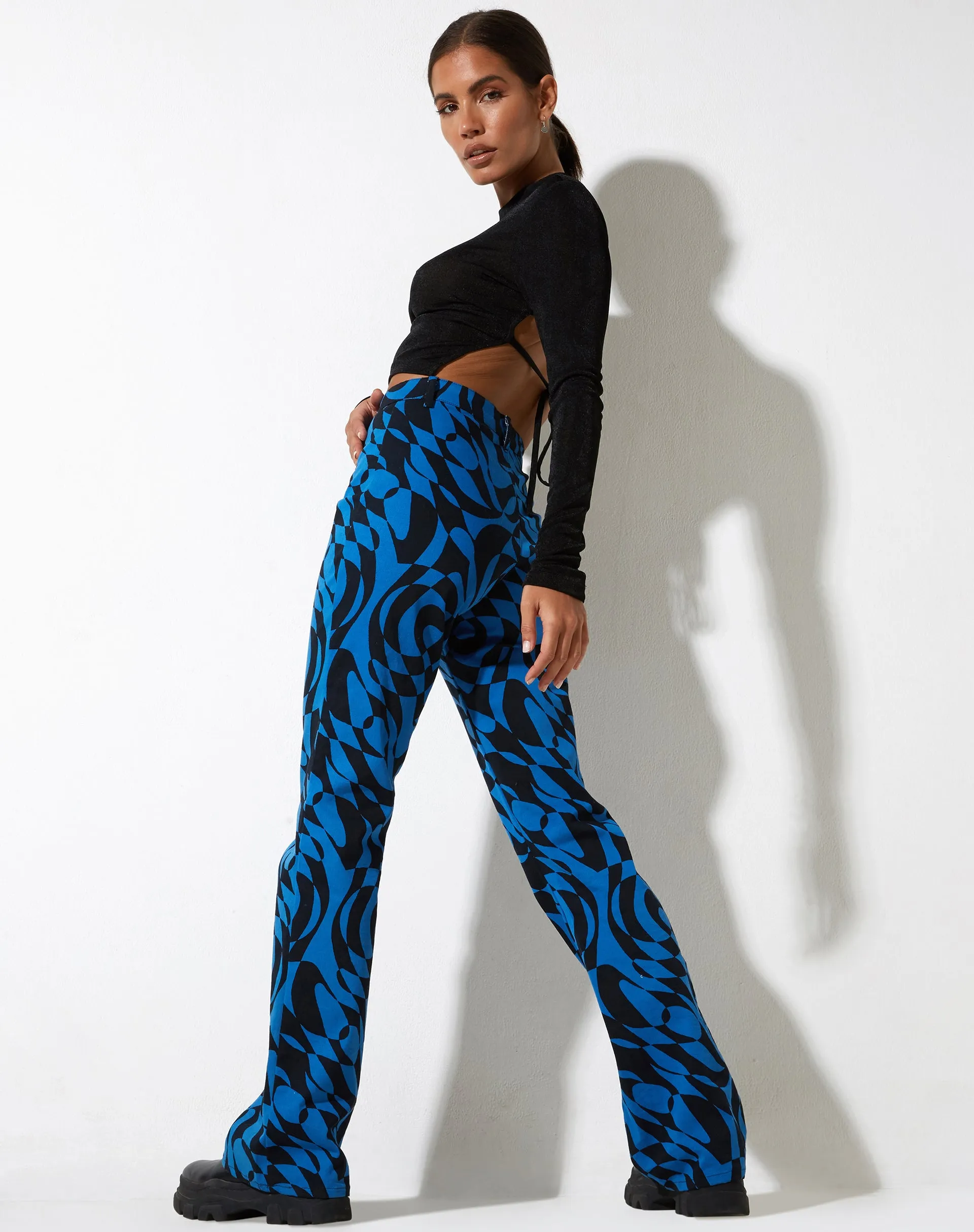 Zoven Trouser in Irregular Optic Blue